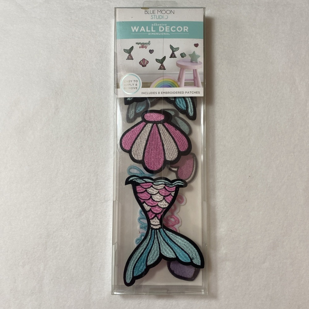 Blue Moon Studio Wall Decor Art Kids Room Mermaid Vibes Tail Shell Patches 8pc